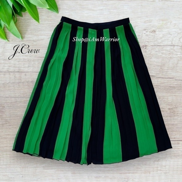 J.Crew (factory) NWT navy & Kelly green pleated midi skirt *shop@iamwarrior - Picture 6 of 11